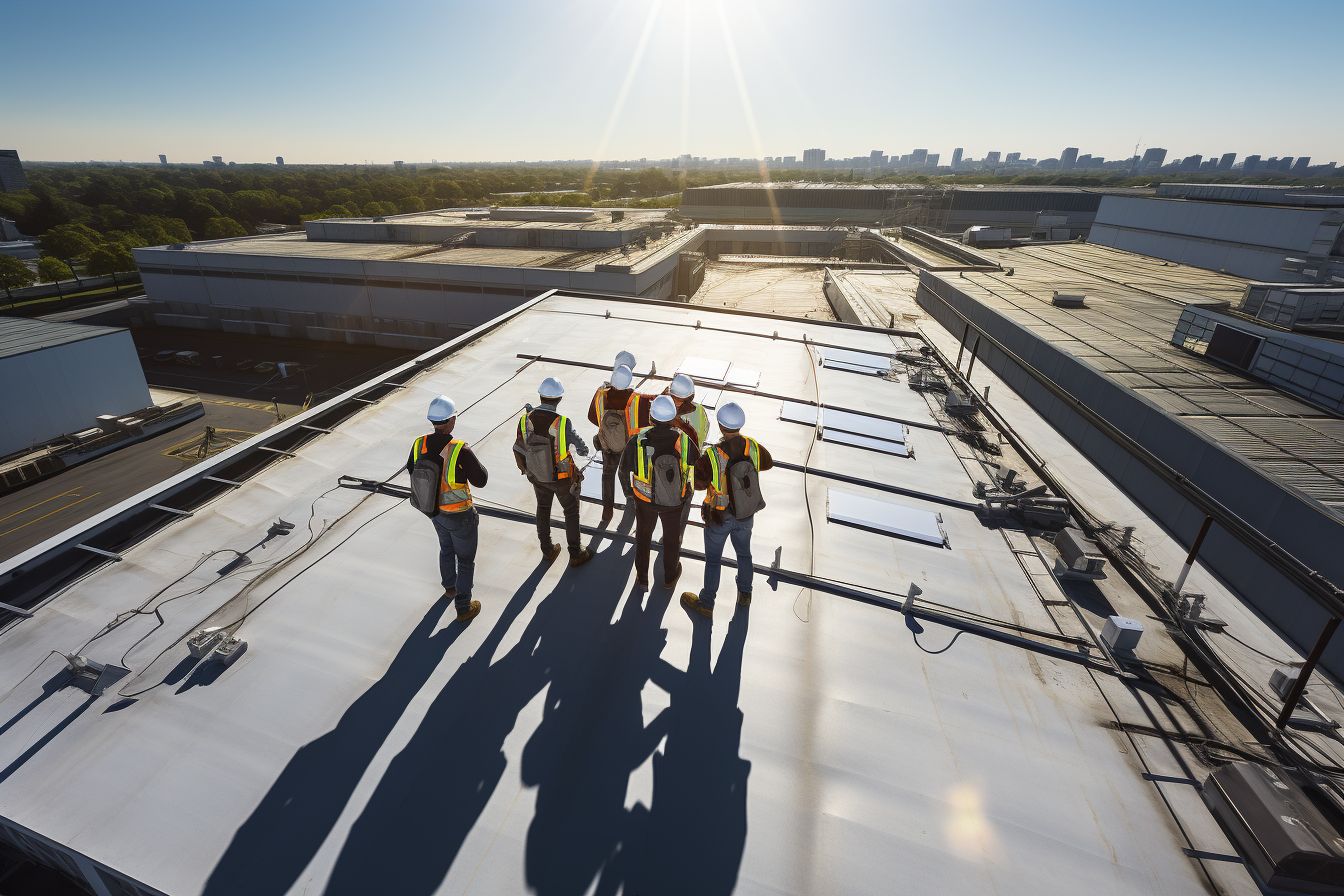 Commercial roofing contractor at work | Nansemond River Roofing & Siding