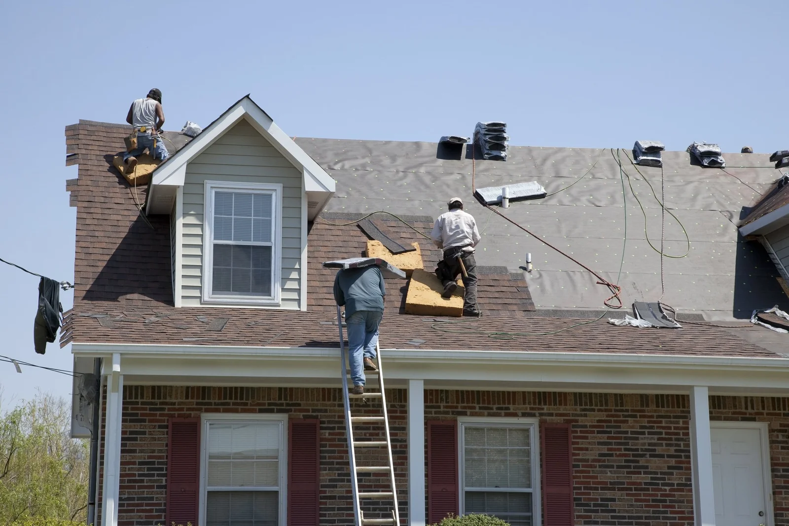 Roof repair project shown from an overhead view | Nansemond River Roofing & Siding