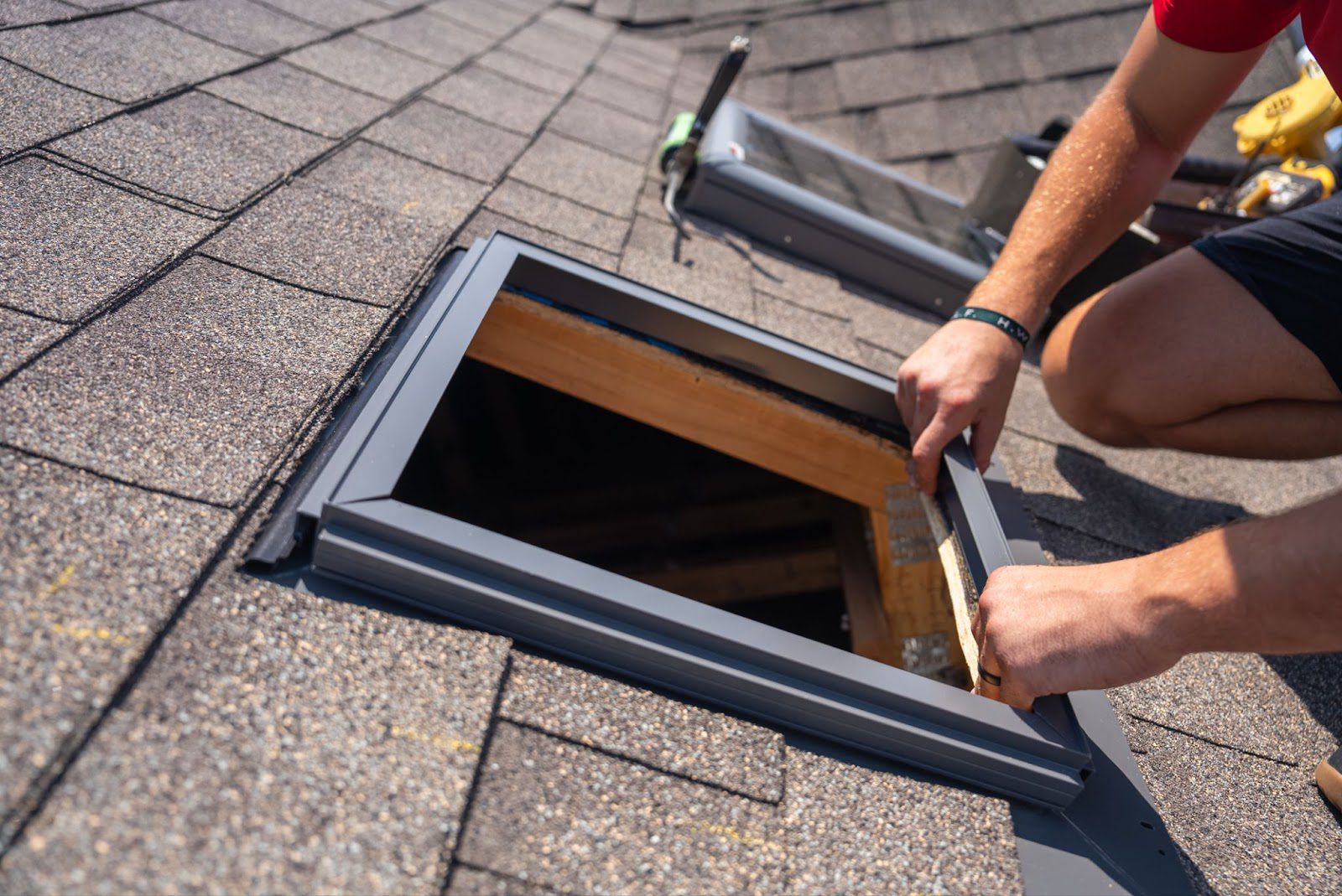 Roof skylight fitted into sloping roof | Nansemond River Roofing & Siding