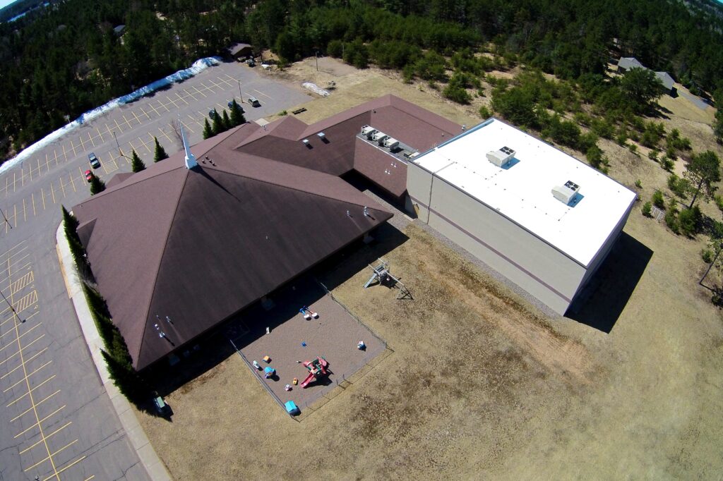 Roofing project photographed from above | Nansemond River Roofing & Siding