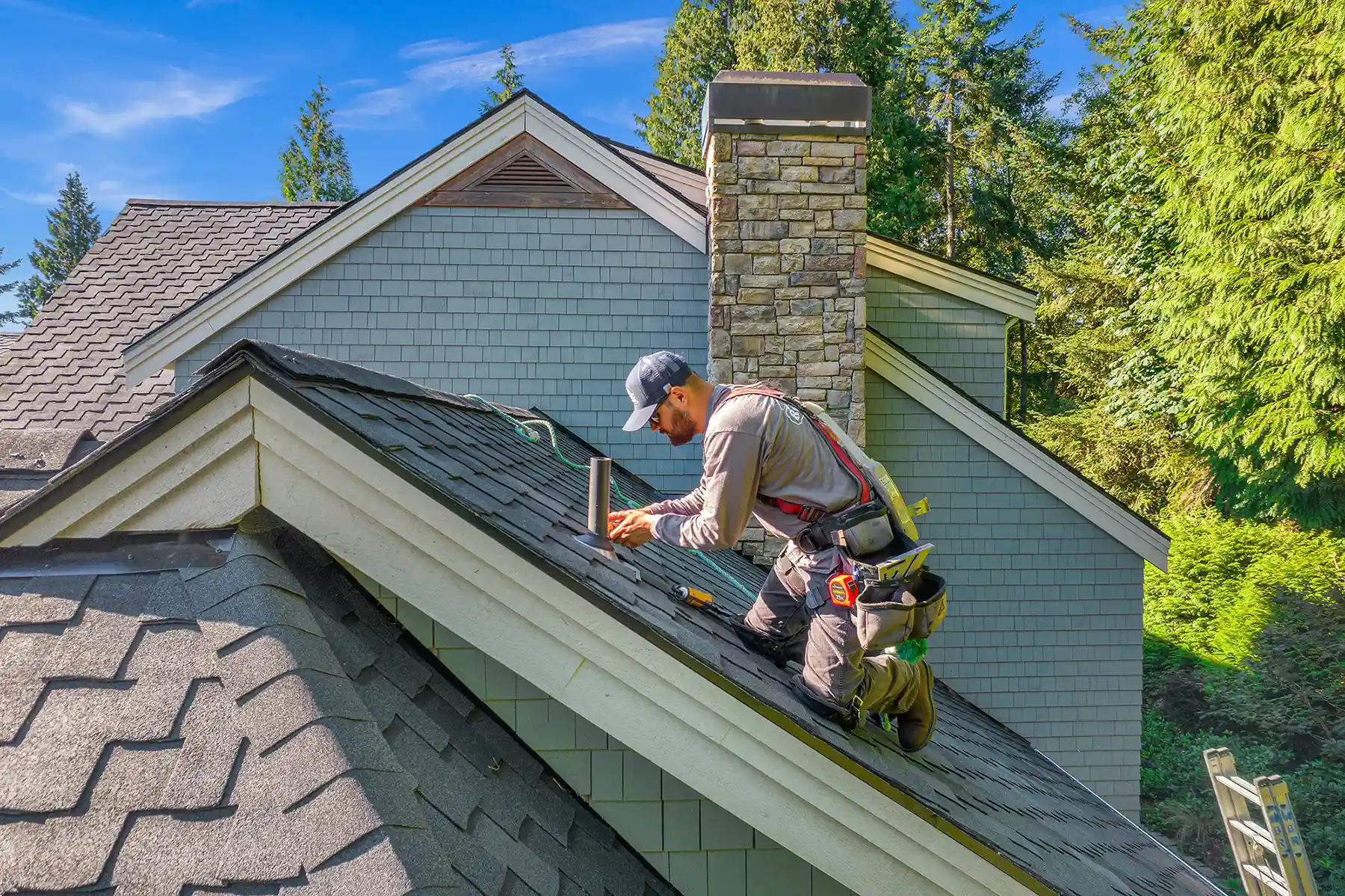 Roofing project shown during installation | Nansemond River Roofing & Siding